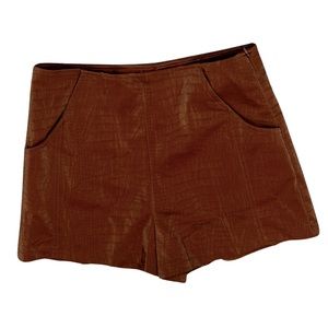 She + Sky Brown Faux Alligator Leather High-Waisted Shorts